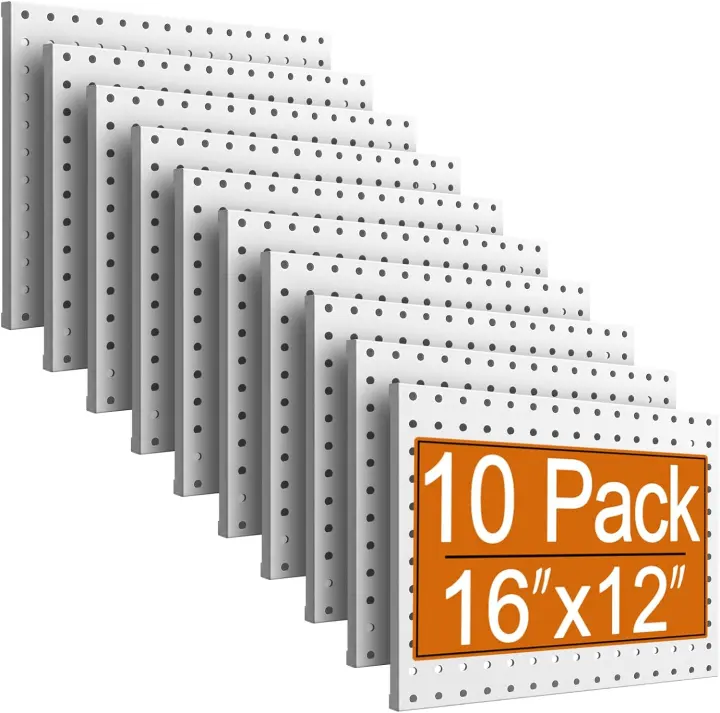 10-Pack Metal Pegboard Panels — 16x12 Heavy-Duty Tool Organizer