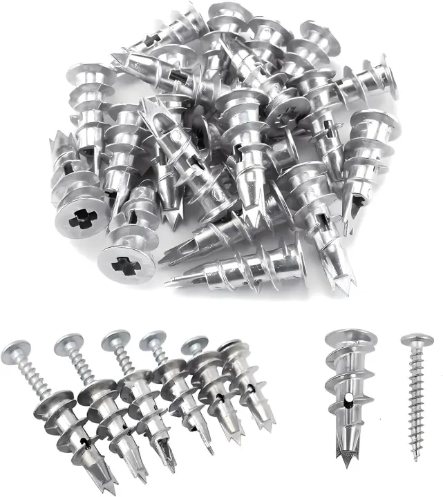 100-Piece Zinc Self-Drilling Drywall Anchors & #8 x 1-1/4" Screws Kit
