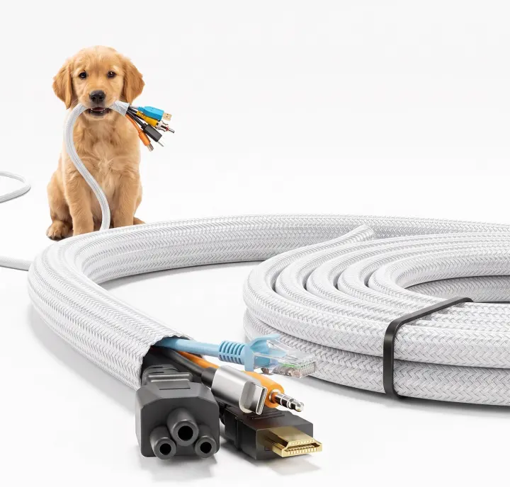 10ft Split Wire Loom Cable Sleeve — 1/2in Automotive Cord Protector