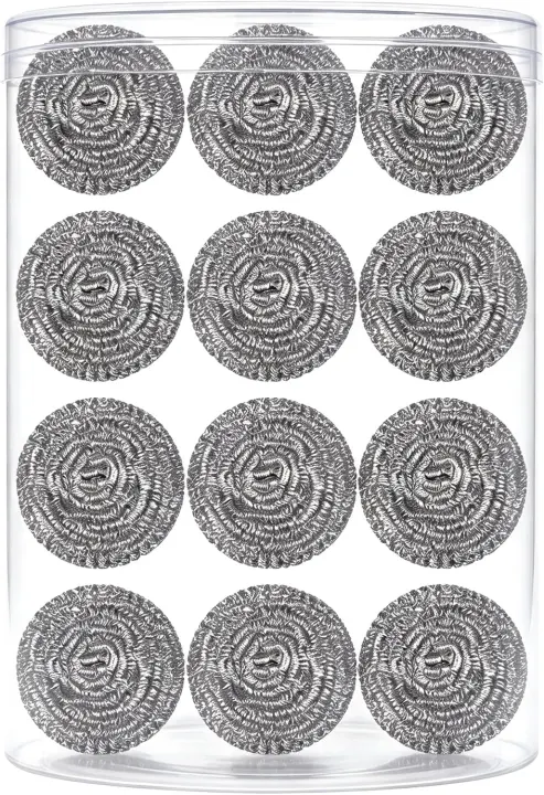 12-Pack Stainless Steel Wool Scrubbers for Heavy-Duty Cleaning