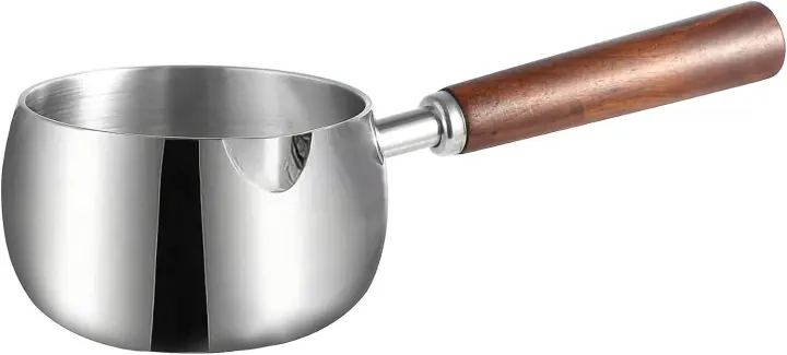 17oz Stainless Steel Milk & Butter Warmer with Wooden Handle