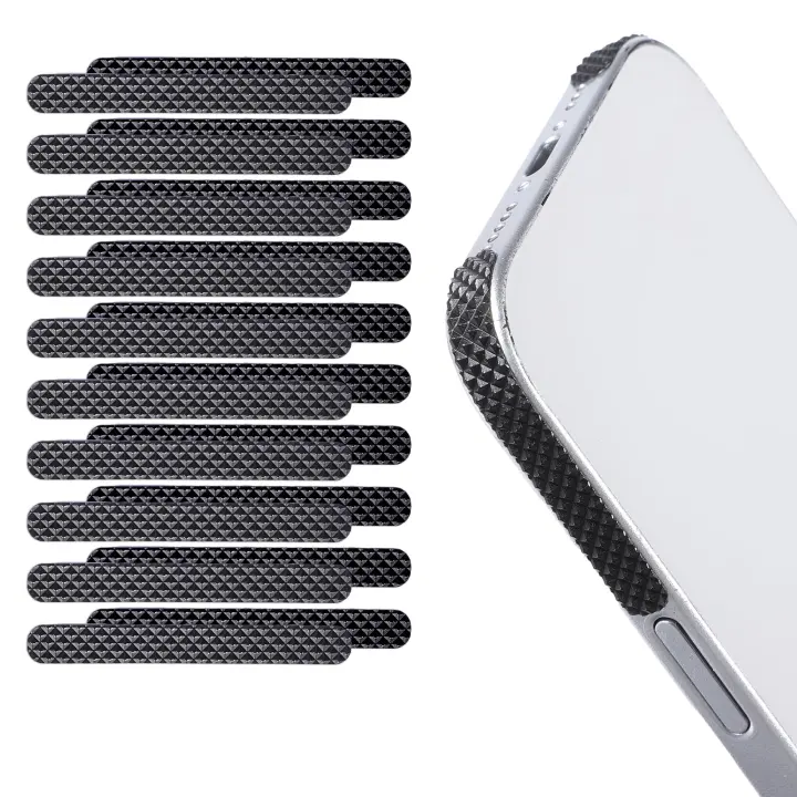 20-Pack Black Non-Slip Phone Grip Stickers — Adhesive Rubber Strips