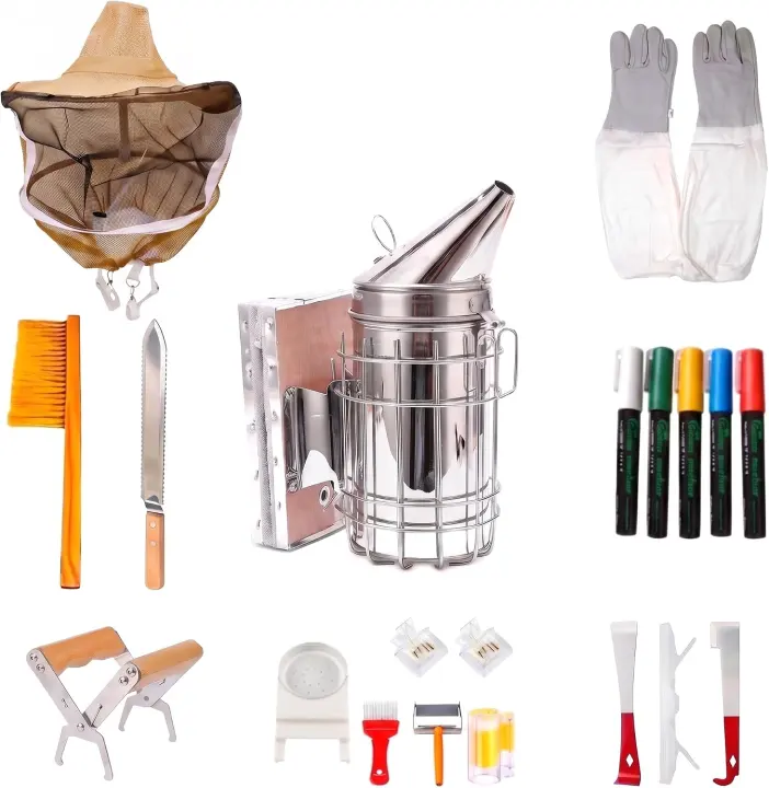 20-Piece Queen Bee Marking & Beekeeping Starter Kit with Smoker