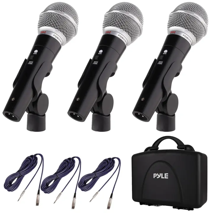 3-Piece Professional Dynamic Microphone Kit — Cardioid Handheld Set