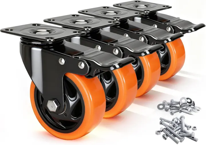 4-Inch Heavy-Duty Locking Caster Wheels — Set of 4