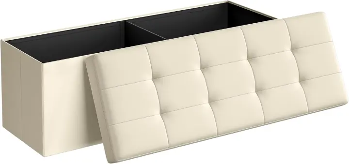 43.3" Foldable Storage Ottoman Bench with Tufted Top