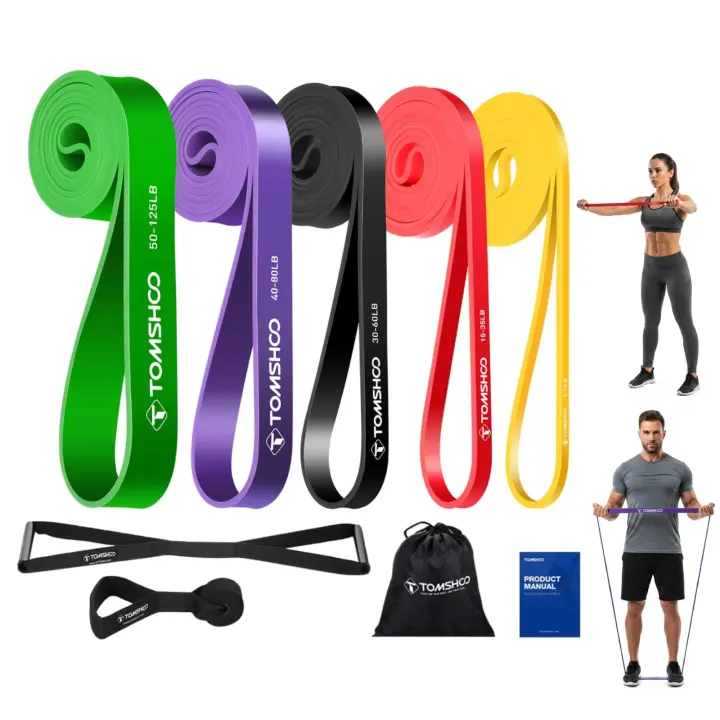 5-Piece Resistance Band Set with Handles & Door Anchor — Workout Bands