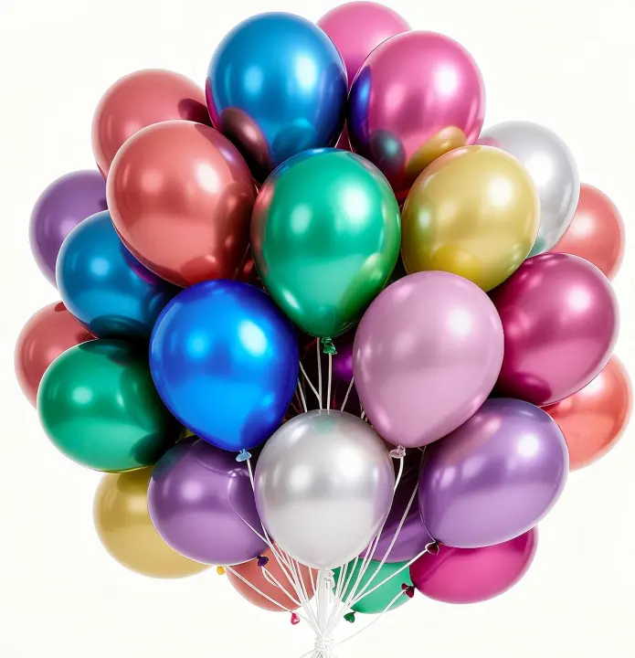 65-Pack 12" Metallic Multicolor Latex Party Balloons