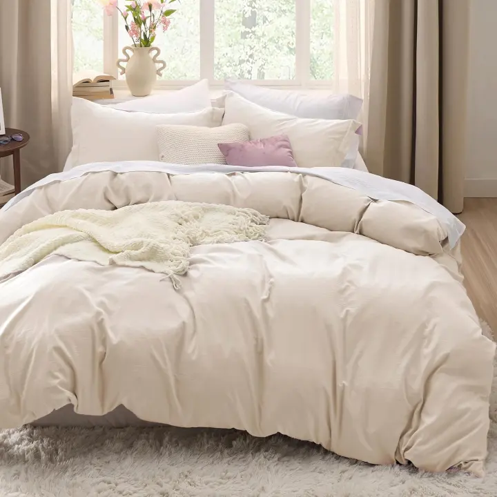 Bedsure Prewashed Queen Duvet Cover Set — Cotton-Like, Breathable Softness