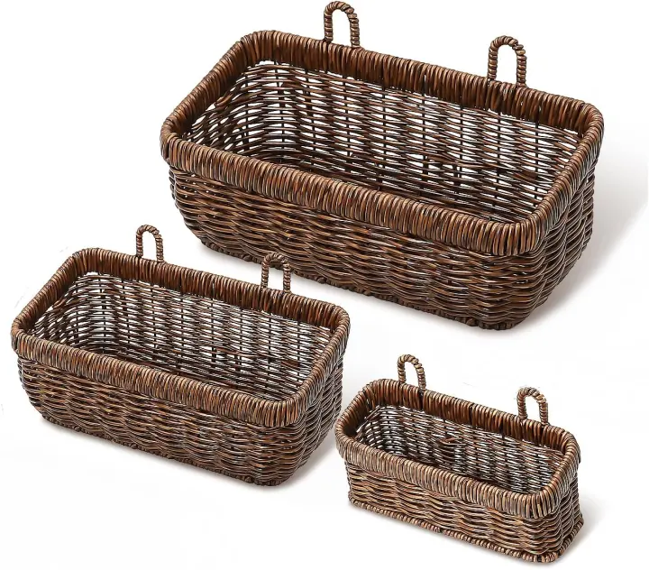 Boho Hand‑Woven Wall Hanging Baskets — Decorative Hanging Storage (2‑Pack)