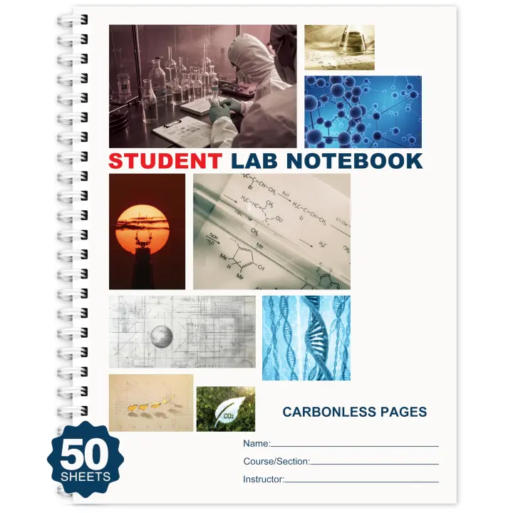Carbonless Lab Notebook — 8.5×11 Chemistry Grid Notebook with 50 Sets