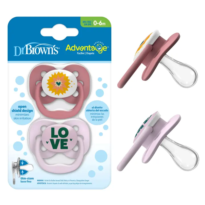 Dr. Brown's Advantage Pacifier — Lavender Love 0–6M (2-Pack)