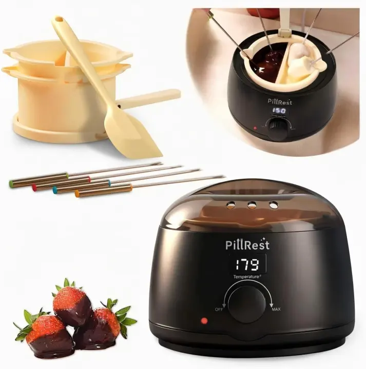 Electric Chocolate Melting Pot Set with Dual Silicone Bowls