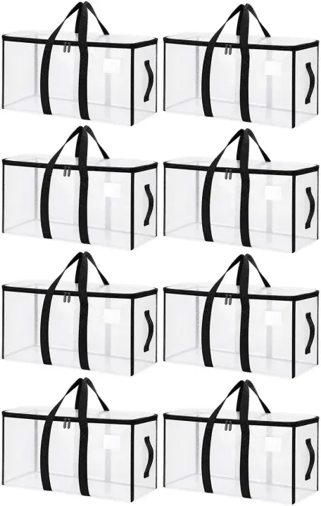 Extra-Large Heavy-Duty Moving Bags — 8-Pack Clear Totes