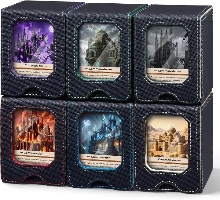 Fabmaker 6-Pack Deck Boxes with Clear Display Window — Card Storage