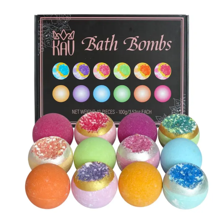 Geode Bath Bomb Gift Set — 12-Piece Organic Scented Bath Fizzes