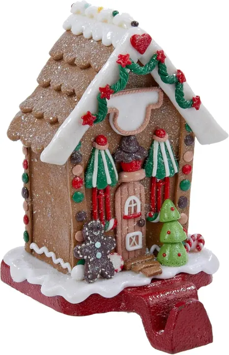 Gingerbread House Stocking Holder — Festive Mantel Accent