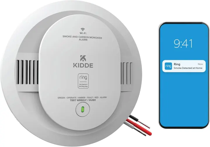 Kidde Smart Smoke & Carbon Monoxide Detector — Hardwired + AA, Ring Enabled