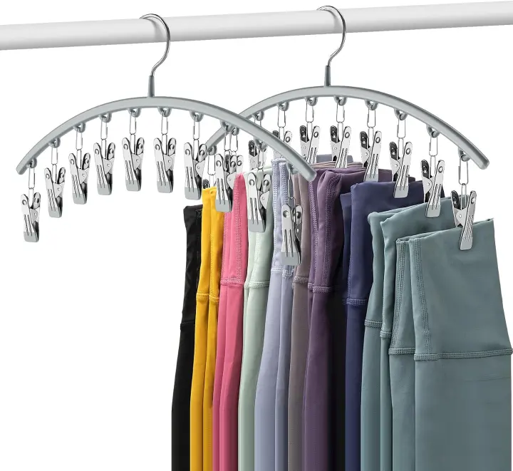 Legging & Yoga-Pant Hangers — 2-Pack Metal Organizers with 10 Clips