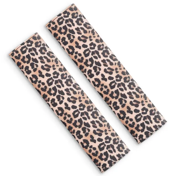 Leopard-Print Seat Belt Cushion Pads — 2-Pack Car Strap Protectors