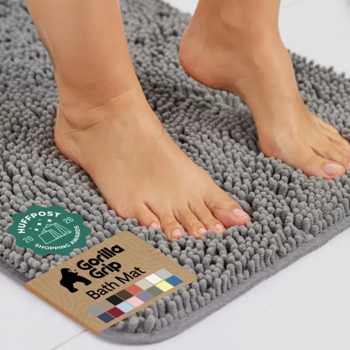 Plush Chenille Bath Rug Mat — 30 x 20 in, Non-Slip Bathroom Mat
