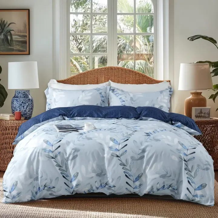 Queen Cotton-Like Duvet Cover Set — Prewashed Microfiber, 3-Piece
