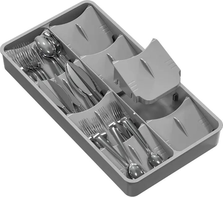 Simple Houseware Adjustable Flatware Drawer Organizer (Gray)