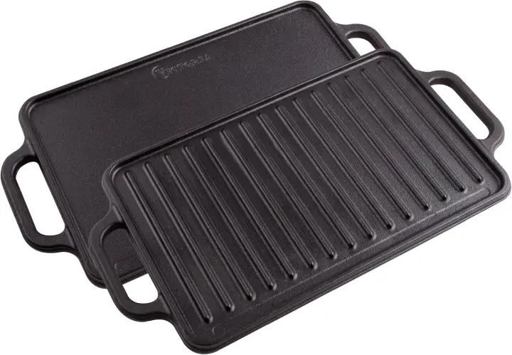 Victoria Rectangular Cast Iron Reversible Griddle — 13 x 8.5 in